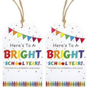 50 Pieces‎ First Day of School Party Favors Gift Tags with String, School Decor